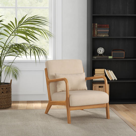 Relaxsessel Samt Beige 61x78x76cm