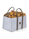 Fabric Basket Wood Storage 50x34x32cm Gray