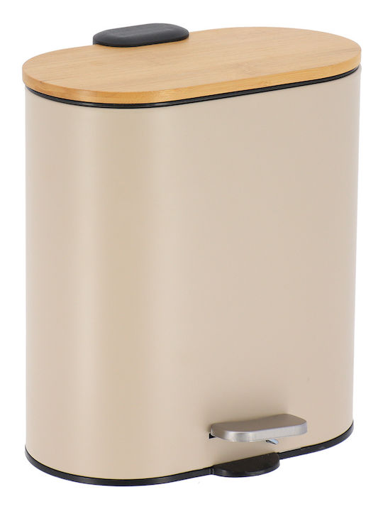 Eurocasa Bamboo Καλαθάκι Μπάνιου Soft Close 5lt Μπεζ