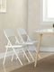 Outdoor Chair Metallic White with Cushion 2pcs 45x46x78cm