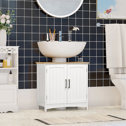 Kleankin Countertop with Sink L60xW60xH33cm White