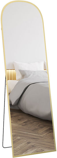 HomCom Oglindă Arcuită cu Cadru Din Aluminiu Auriu 161.5x50cm