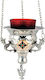 Church Vigil Oil Lamp Hanging Carved Nickel Plated Brass Enamel Size 12 cm