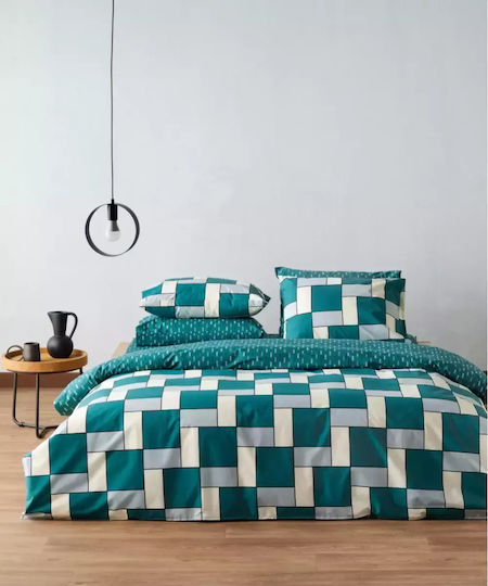 Kentia Sheet Sets Single 160x270cm. Cubi Green 3pcs