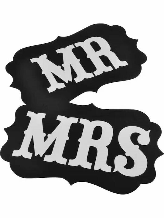 Set 2 Bannere Cu Agățători Flippy Temă Nuntă Mr Mrs Panouri Negre