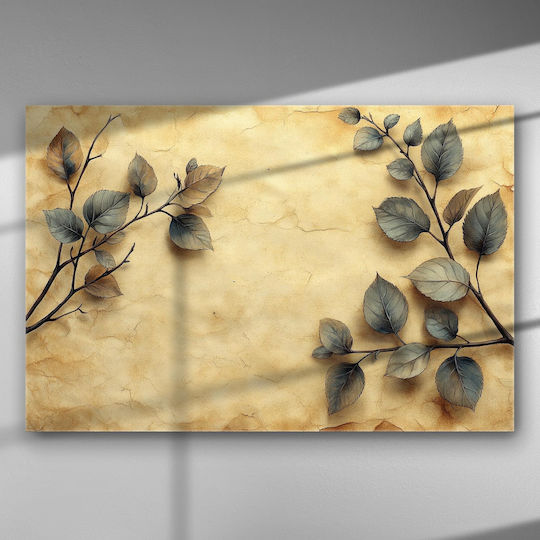 Frunze Eterice Fundal Pământiu – Panou Pânză 67 X 45cm