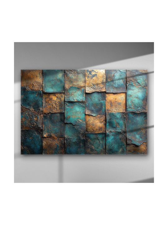 Abstract Copper Turquoise Sense – Canvas Painting 100 X 67cm