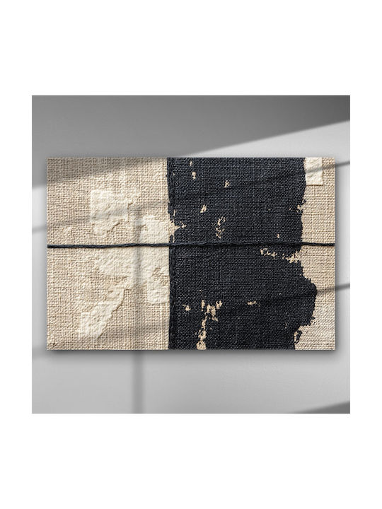 Abstract Black-White Linen Texture – Canvas Painting 100 X 67cm