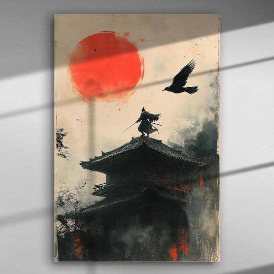 Samurai in the Shadow of the Sun – Canvas Painting 67 X 45cm