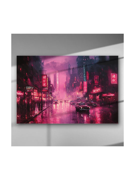 Neon Fantasie Auf Der Straße – Gemälde Segeltuch 100 X 67cm