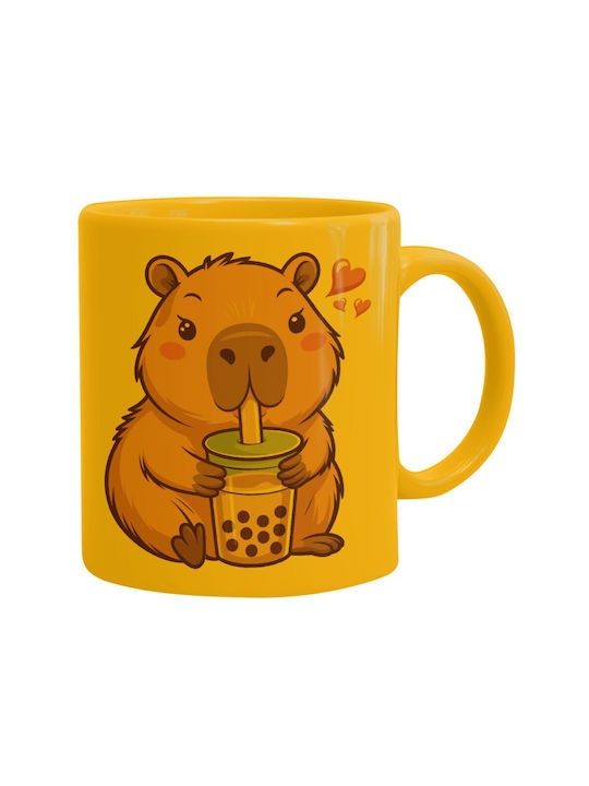 Koupakoupa Capybara Bubble Tea Mug Ceramic Yell...