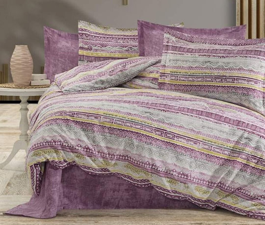 MayHome Sheet Sets Double with Elastic 140x200+25cm. Geometric 4pcs