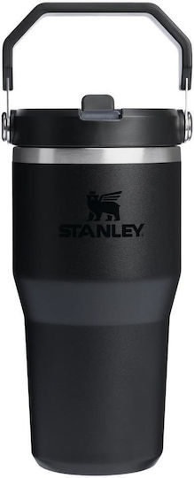 Stanley IceFlow Flip Straw 2.0 Glass Thermos Stainless Steel BPA Free 590ml Black With Straw
