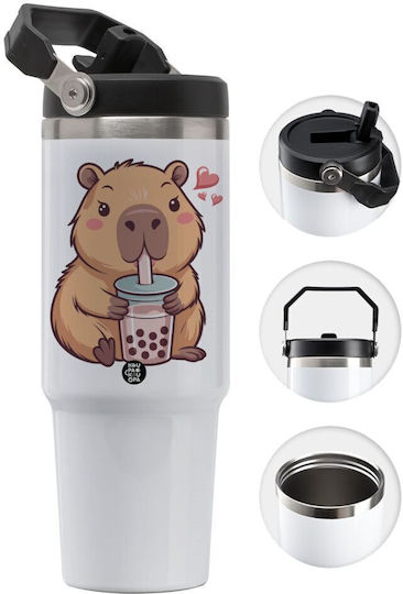 Koupakoupa Capybara Bubble Tea Μπουκάλι Θερμός Ανοξείδωτο 890ml Καφέ