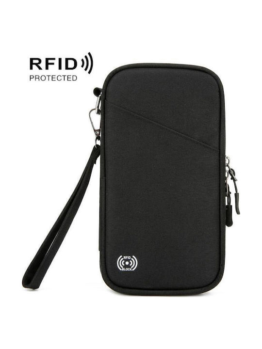 Multifunktionale Wasserdichte Reisepasshülle RFID Große Kapazität Organizer Tasche Schwarz