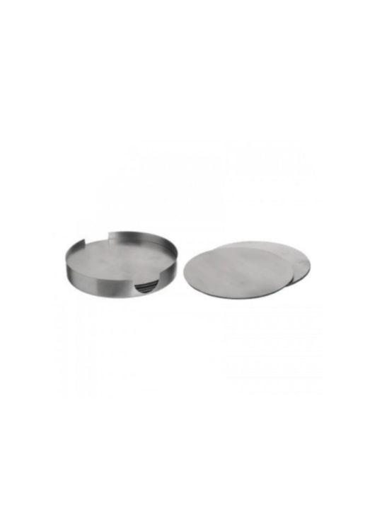 Coaster Metallic with Stand Silver 11x11cm 6pcs
