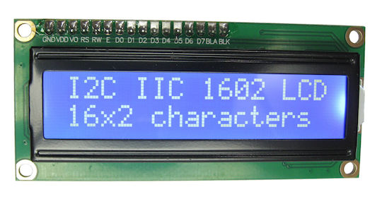 LCD Display 16x2 I2C Interface Module HD44780 Compatible Blue Background White Characters Backlight LCD1602A IIC
