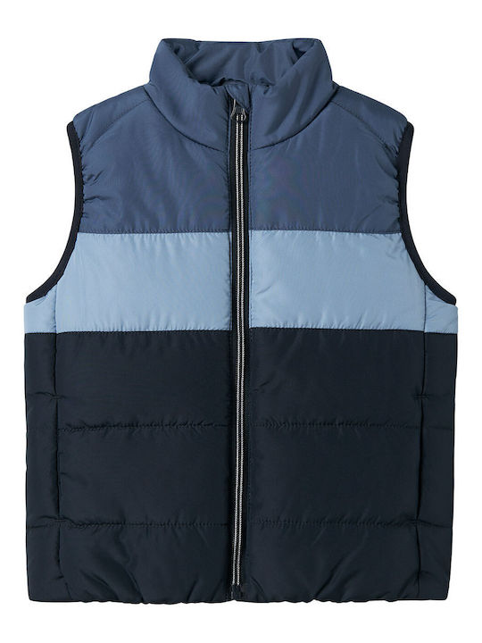 Kids Quilted Sleeveless Short Coat with Lining Color Block