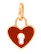Rebecca Heart Charm Made of Pink Gold Plated Steel Red