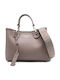 Deer Print Women's Bag Shopper Shoulder Beige