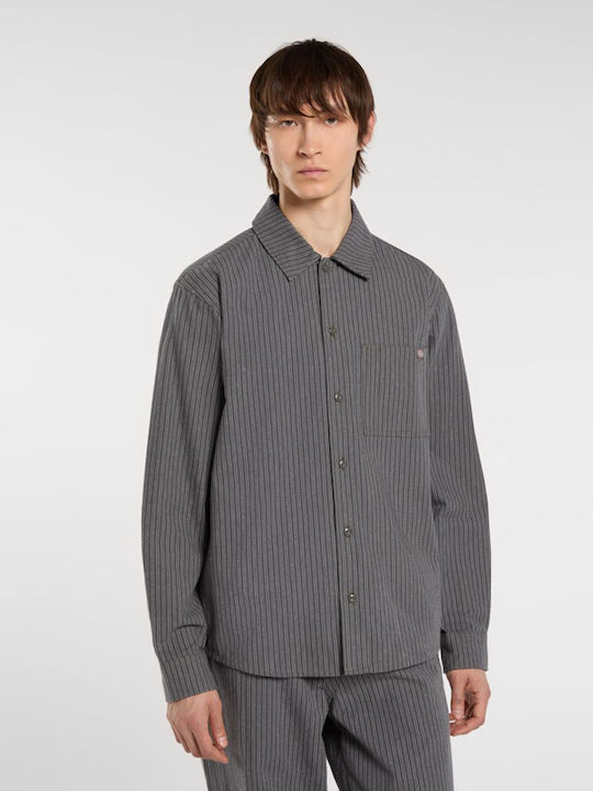 Shirt Langärmlig Baumwolle Hemd Gestreift Charcoal