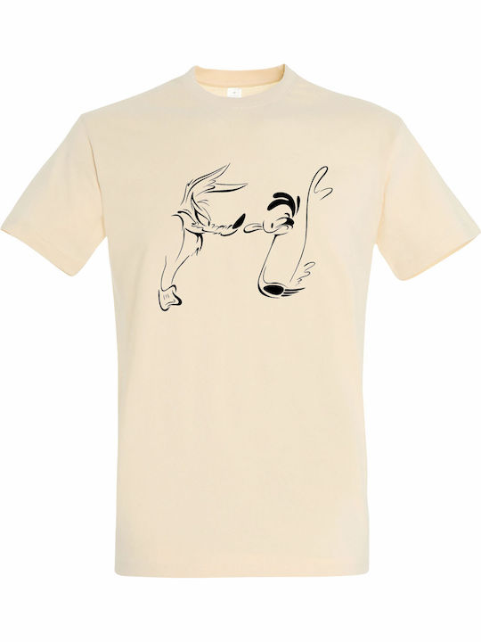 Unisex T-shirt Road Runner Coyote Vintage Cartoons Fanart Cream