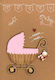 Greeting Card "...waaah.." Girl Stroller