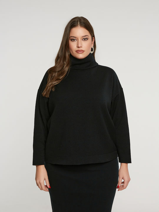 Women's Long Sleeve Sweater Turtleneck Black