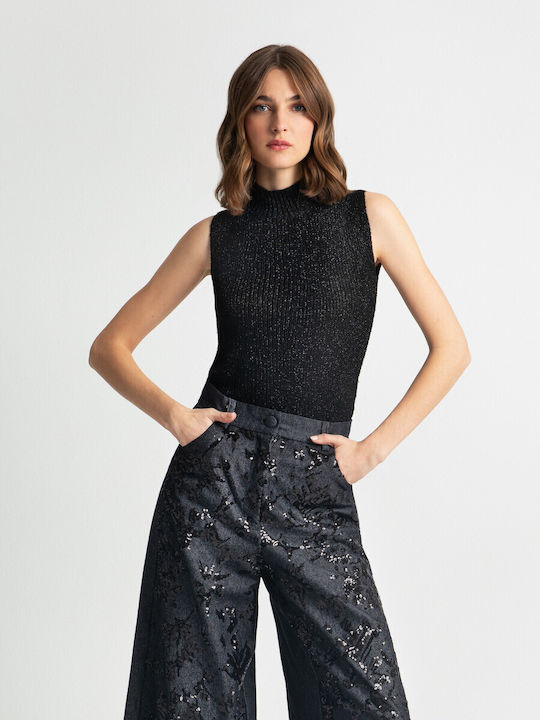 Bluza Damă Fără Mâneci Pulover Negru