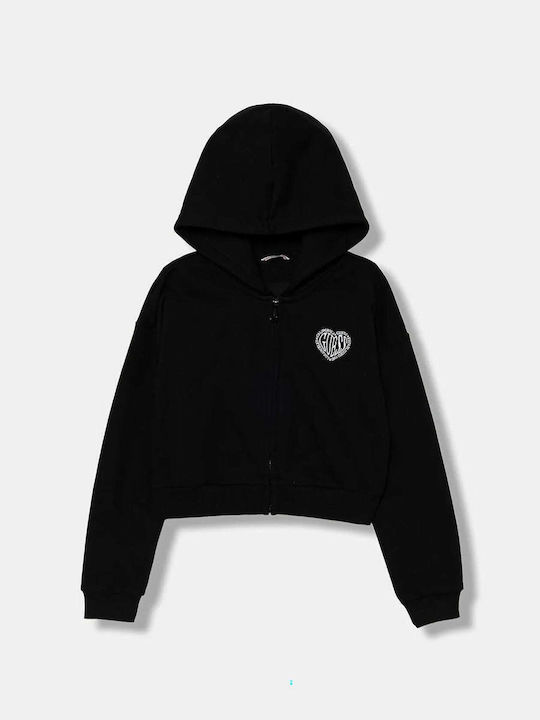 Guess Kids Sweatshirt Cardigan with Hood Black