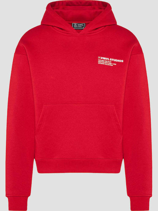 Vinyl Art Clothing Φούτερ με Κουκούλα Κόκκινο