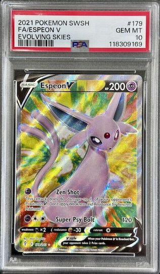 espeon v pokemon card 2021 Pokemon Sword & Shield Evolving Skies 179 Full Art/espeon V PSA 10