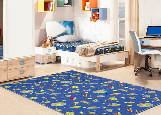 Παιδικό Χαλί Playroom Διάστημα Μπλε 120x160