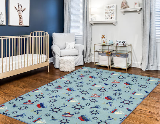 Kids Rug Playroom Sailboats Light Blue 120x160