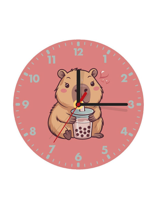 Koupakoupa Παιδικό Ρολόι Τοίχου Capybara Bubble Tea Ξύλινο 20εκ.