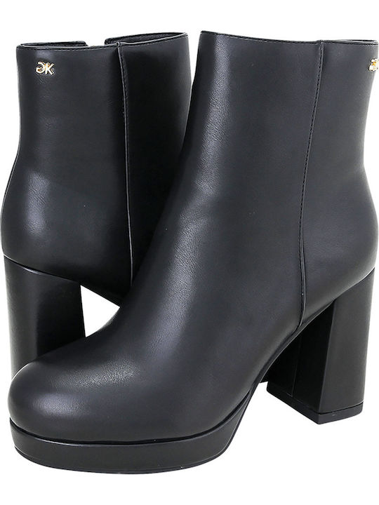 Tamara Leather Women's Ankle Boots with High Heel Black