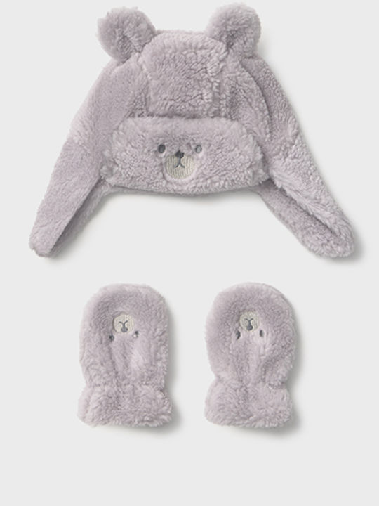 Mayoral Kids Beanie Set with Gloves Fur Gray