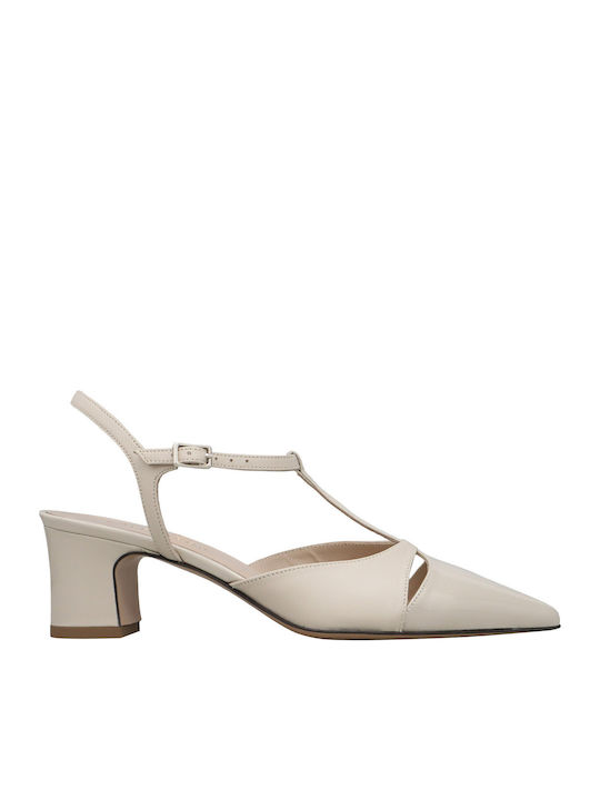 Kalogirou Leather White Medium Heels