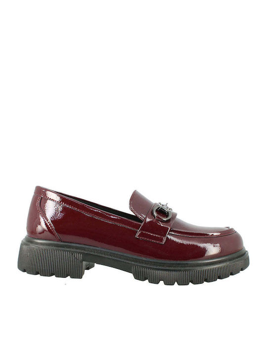 Antrin Patent Leather Women's Loafers in Burgun...