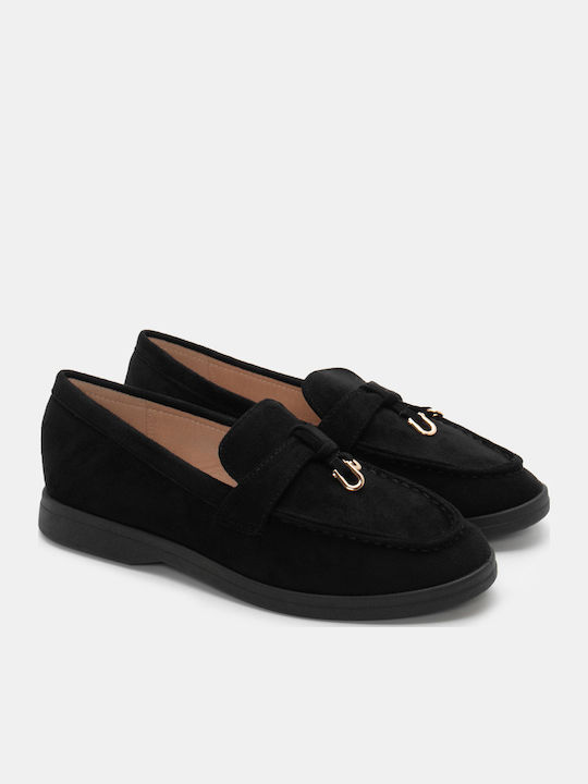 Luigi Women's Moccasins in Black Color