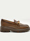 Leather Women's Loafers in Brown Color