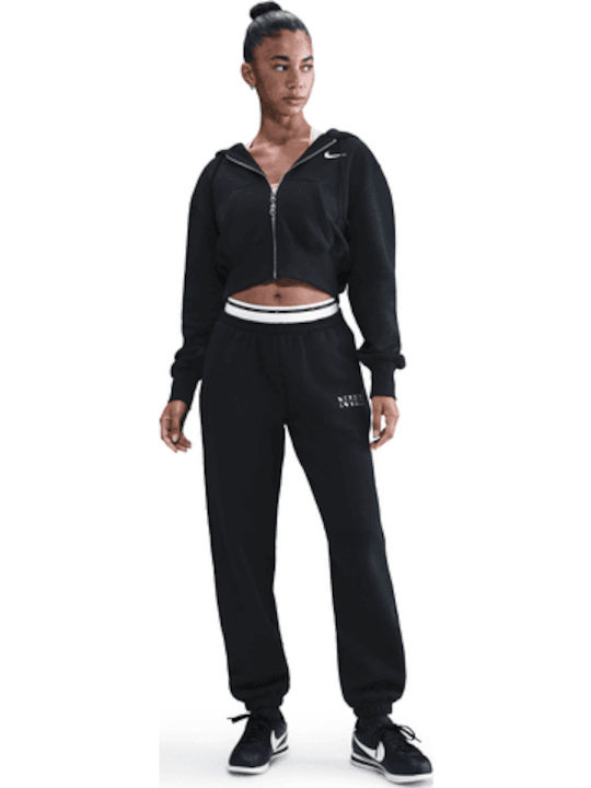Dri-Fit Cropped Women's Hoodie Sweatshirt Black