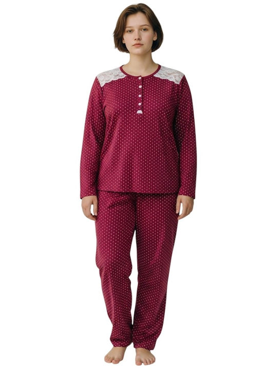Cootaiya Winter Damen Pyjama-Set Burgundy