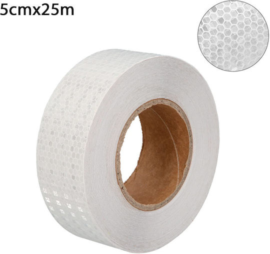 Adhesive Reflective Tape in White Colour 25m x 5cm