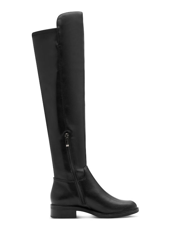 Synthetic Leather Over the Knee Women's Boots with Zipper Black