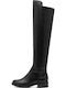 Synthetic Leather Over the Knee Women's Boots with Zipper Black