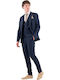 Men's Groom's Suit with Vest Slim Fit Blue 100-25-Rossi