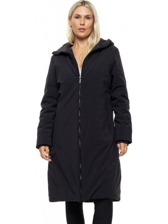 Women's Black Coat with Hood