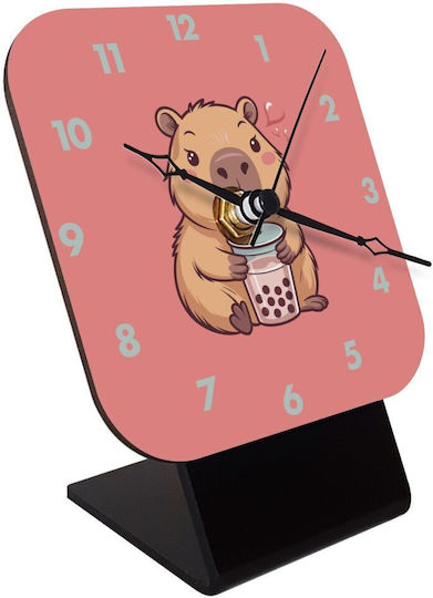 Koupakoupa Capybara Bubble Tea Tischuhr mit Zeigern Holz KP_31376_clock-desk-square