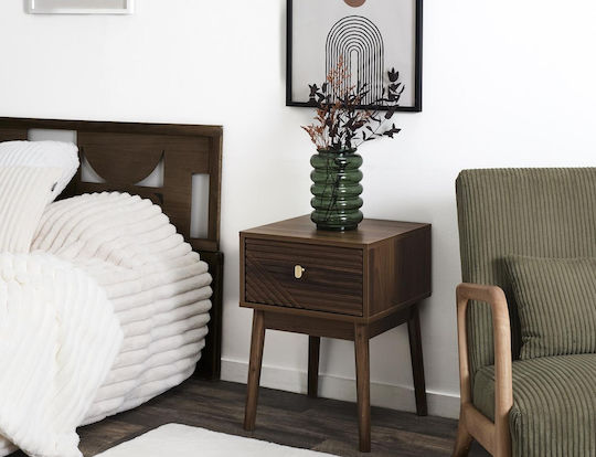 Beige Wooden Bedside Table 40x40x55cm